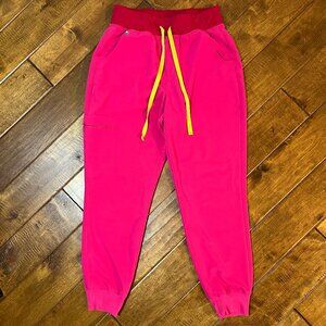 Figs High Waist Zamora Jogger Scrub Pants Nurse Doctor 3969 Shocking Pink Small